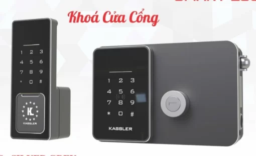 Khóa cổng vân tay 2 chiều Kassler KL-579 CNC Silver Grey Remote + Wifi chính hãng SmartLock MH, chống nước, mở bằng vân tay, mật mã, thẻ từ, app TTLock.