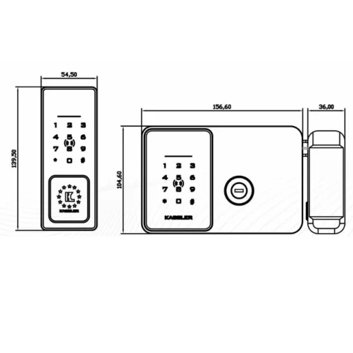 Khóa điện tử cổng Kassler KL-579 CNC Silver Grey điều khiển từ xa bằng Wifi và remote, mở bằng vân tay, mật mã, thẻ từ, chìa cơ.