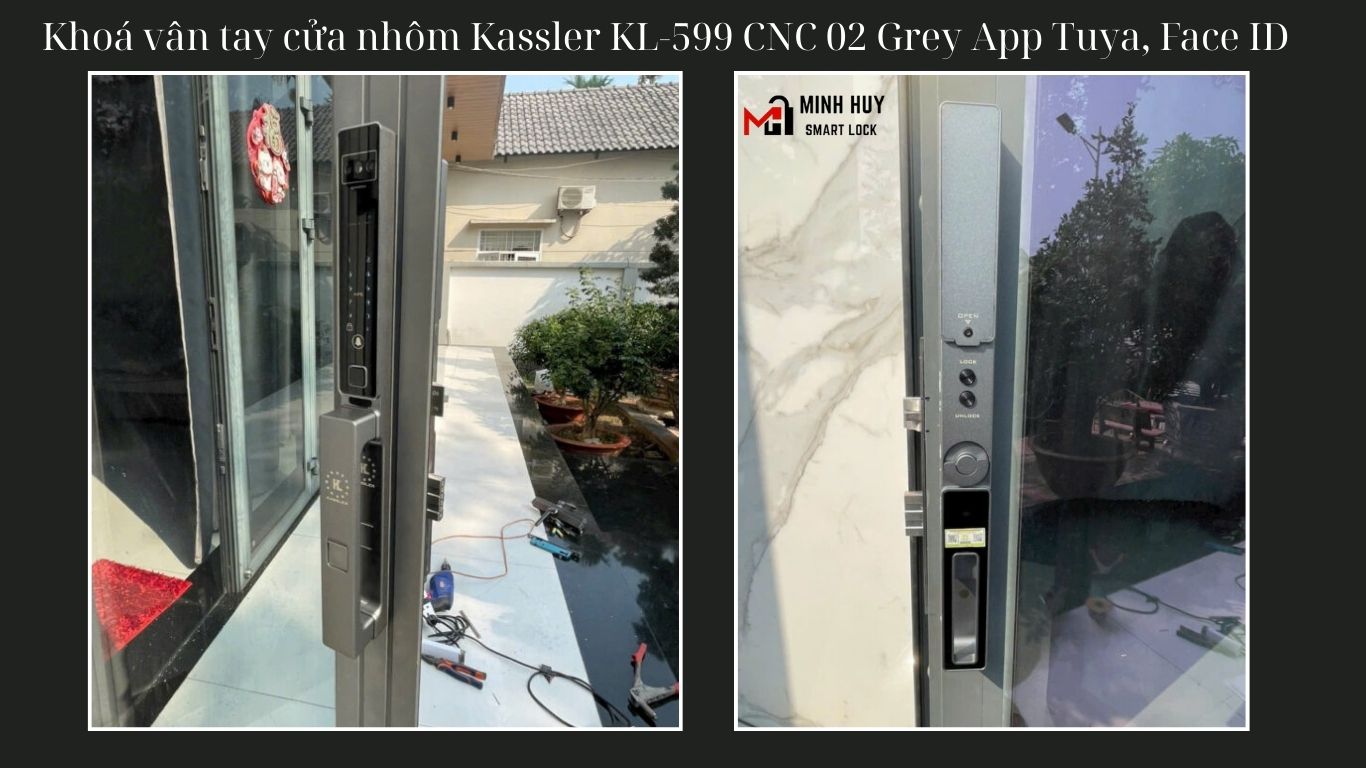Khóa cửa nhôm Kassler KL-599 CNC 02 Black App Tuya, Face ID – Giải pháp an ninh cao cấp cho ngôi nhà hiện đại