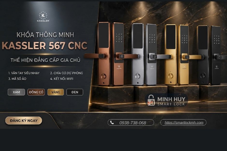 Khóa Kassler KL-567 CNC Chính Hãng – Thiết Kế CNC Nguyên Khối, Mở Khóa Qua App TTLock